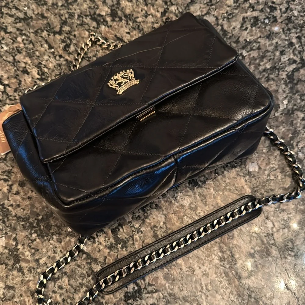 Pratesi Firenze Italian quilted black leather should bag NWT - Picture 15 of 15